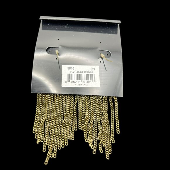 Vintage Cookie Lee Earrings Gold Tone Chandelier Waterfall Long Dangle‎ NEW - Picture 6 of 8